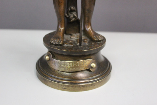 Bronze Par Lavergne Représentant Un Pêcheur vers 1900