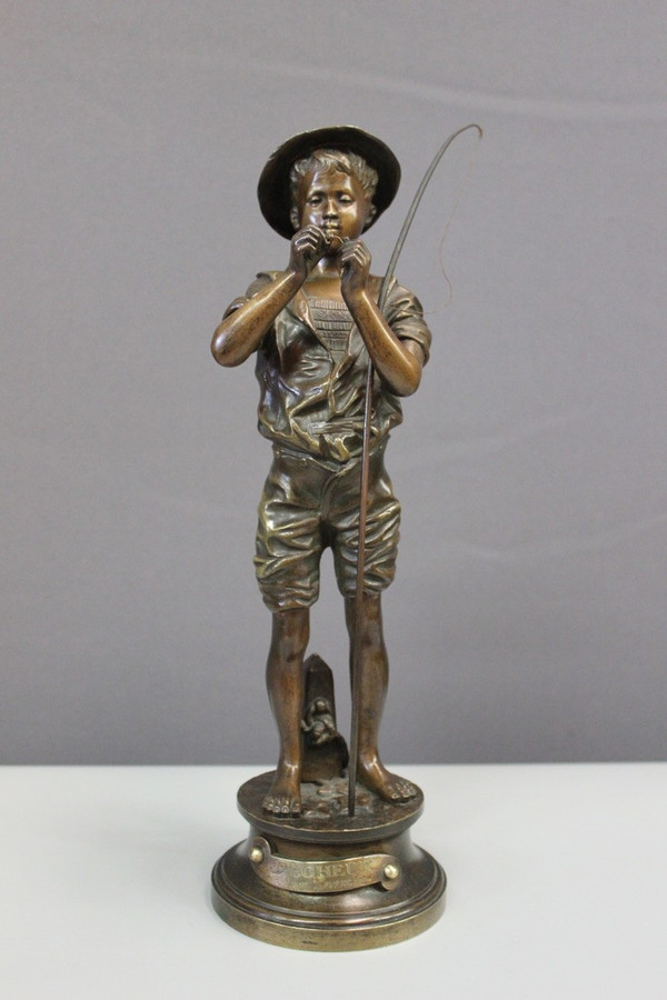 Bronze Par Lavergne Représentant Un Pêcheur vers 1900