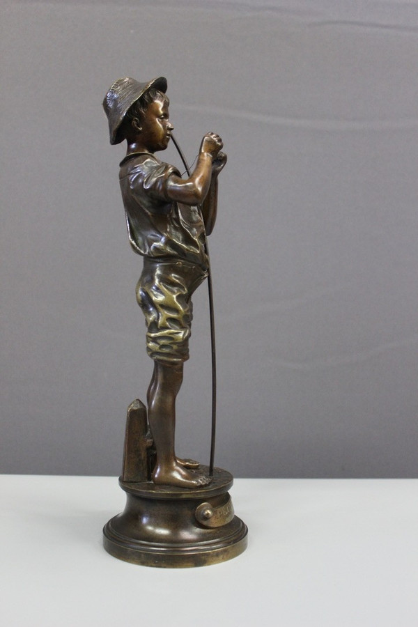 Bronze Par Lavergne Représentant Un Pêcheur vers 1900