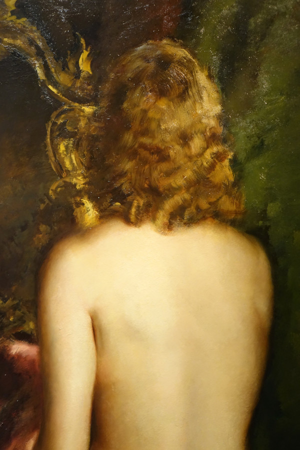 Large oil on panel, female nude from behind, G.P. RESTELLINI, 1931