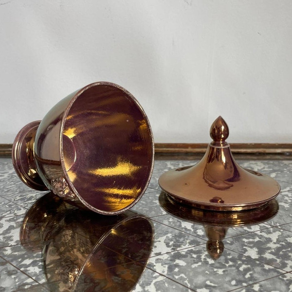 Sarreguemines, circa 1830 - Burgos sugar bowl - porphyry-style earthenware