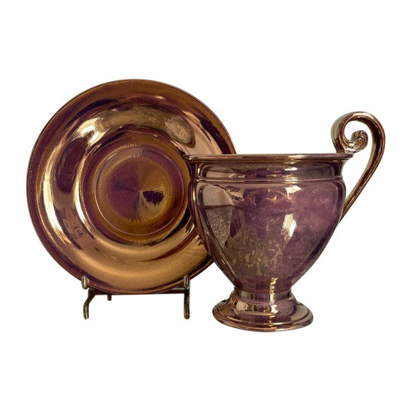 Sarreguemines, circa 1830 - Burgos chocolate cup - porphyry earthenware