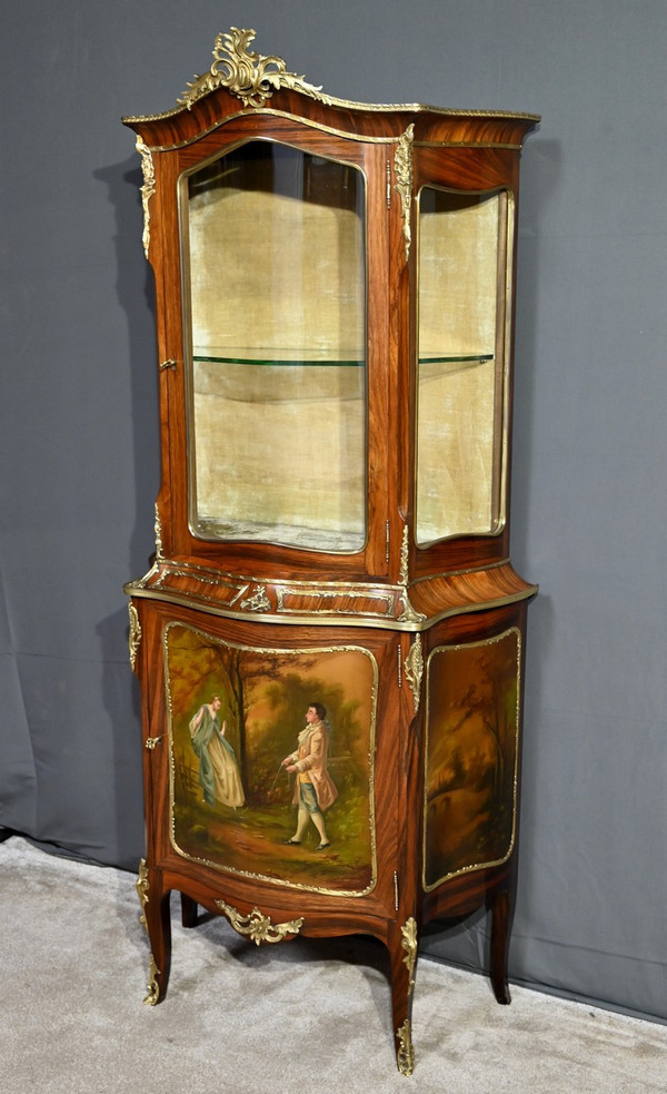 Rosewood display cabinet, Napoleon III period, Louis XV/Louis XVI style - Mid-19th century