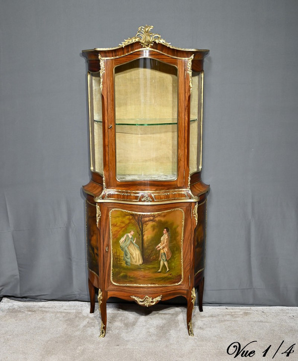 Rosewood display cabinet, Napoleon III period, Louis XV/Louis XVI style - Mid-19th century