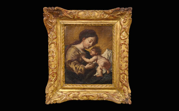 Madonna mit Kind XVIII. Jahrhundert Öl auf Leinwand