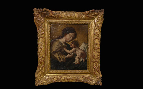 Madonna mit Kind XVIII. Jahrhundert Öl auf Leinwand