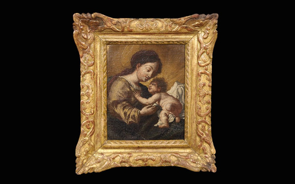 Madonna mit Kind XVIII. Jahrhundert Öl auf Leinwand