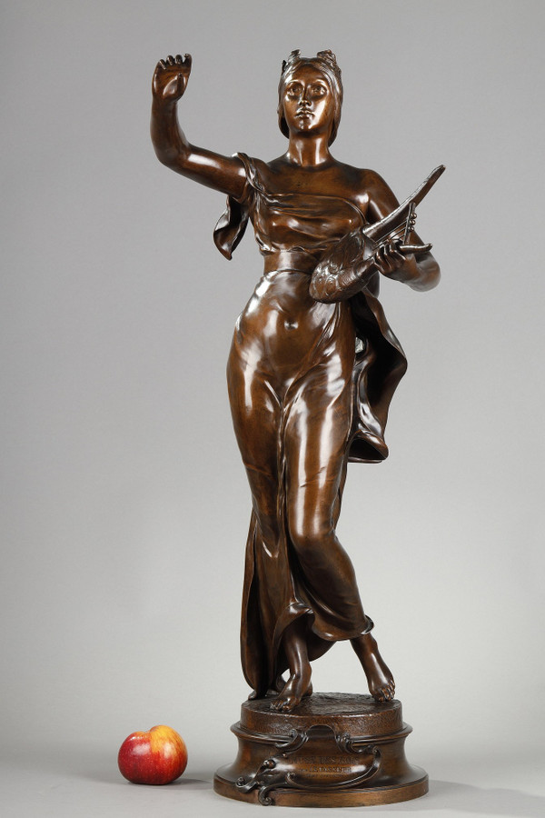 Figure en bronze patiné médaille "Muse des bois" d'après Henri-Louis Levasseur