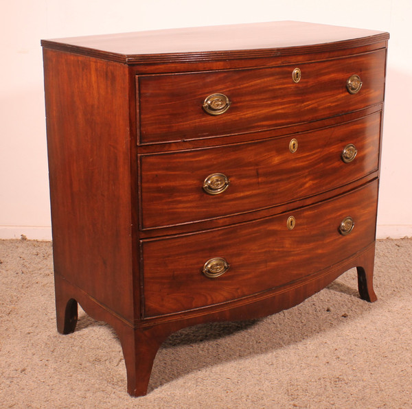 Small Bowfront Mahogany Chest Of Drawers Regency Period