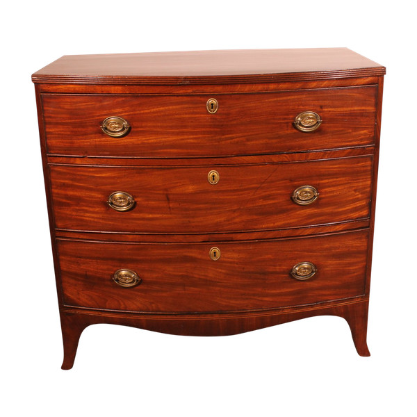 Small Bowfront Mahogany Chest Of Drawers Regency Period