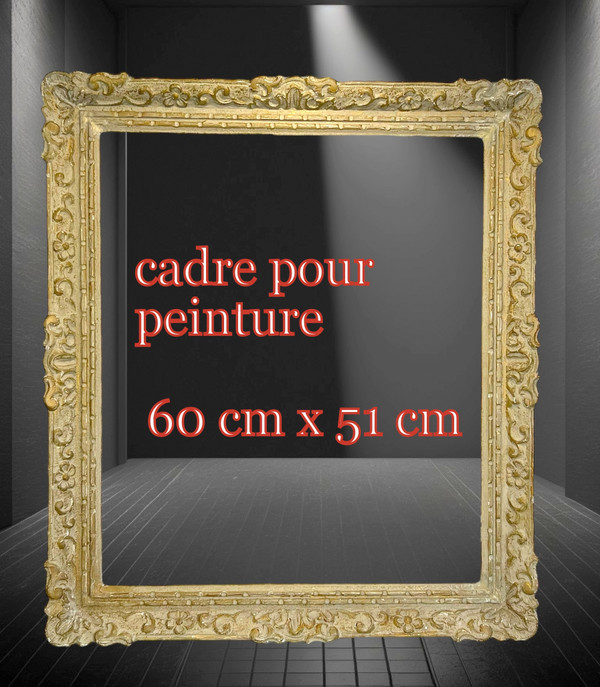 ANTIQUE MONTPARNASSE CARVED WOOD FRAME WITH PATINA FOR PAINTING 60 CM X 51 CM