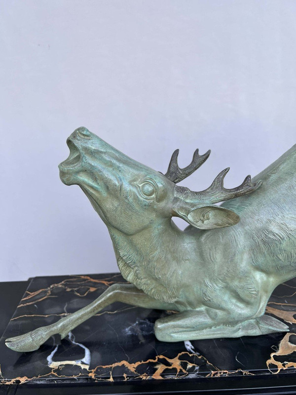 Large Antique Bronze Stag Signed Hugonnet