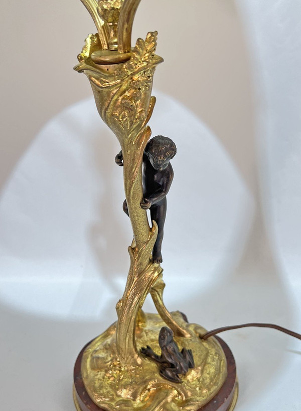 Lampe aus vergoldeter und patinierter Bronze Auguste Delafontaine (1813-1892)