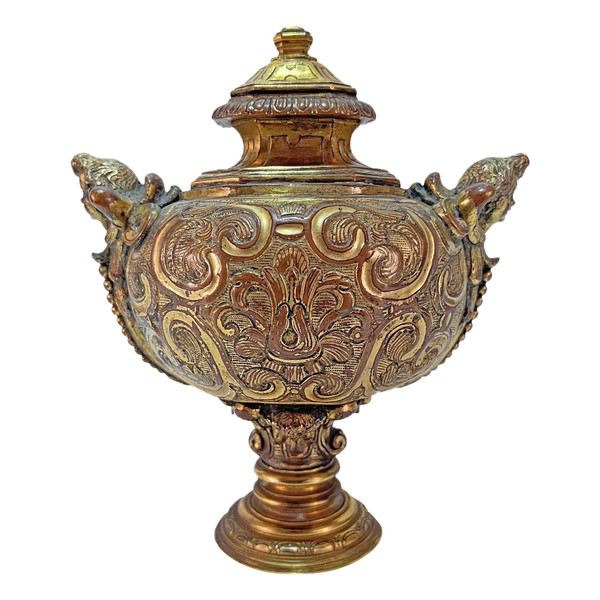 Vase Couvert, Cassolette, En Cuivre Doré époque Régence