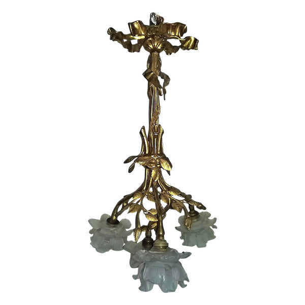 Louis XVI style chandelier in gilded bronze with 4 lights late 19th century