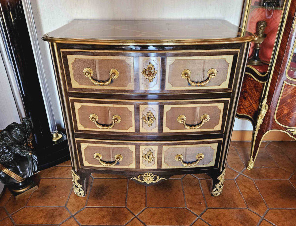 Small St Louis XIV curved chest of drawers Maison Jansen