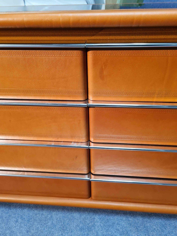 70's Opaline Leather Dresser with Tray