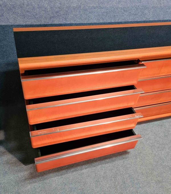 70's Opaline Leather Dresser with Tray