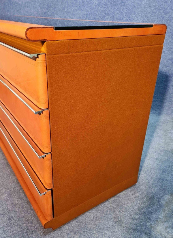 70's Opaline Leather Dresser with Tray