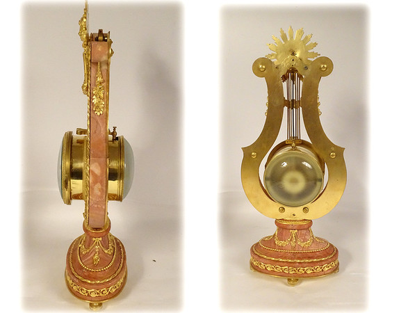 Clock Candelabra Trim 4 Lights Bronze Pink Marble Napoleon III 19th