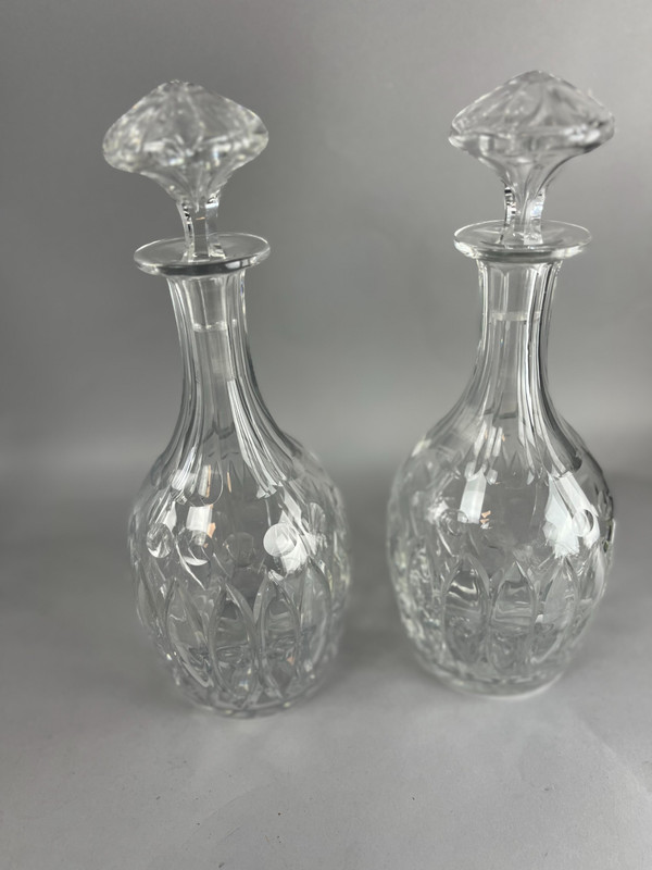 Pair of crystal carafes