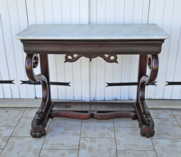 Walnut Console "with Snakes" Italy Circa 1830