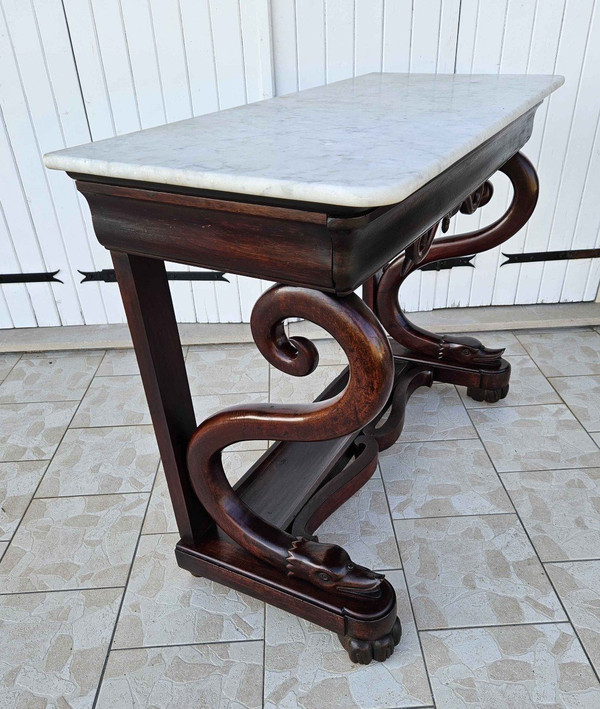 Walnut Console "with Snakes" Italy Circa 1830