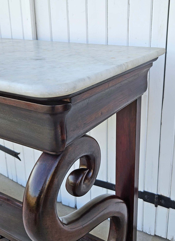 Walnut Console "with Snakes" Italy Circa 1830