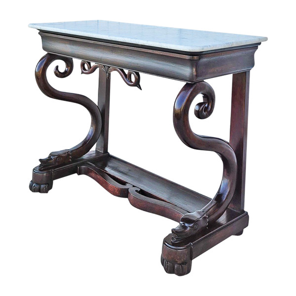 Walnut Console "with Snakes" Italy Circa 1830