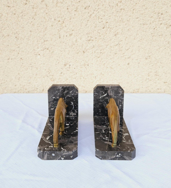 Pair Of Signed Art Deco Bronze Bookends