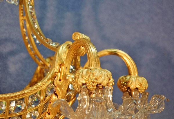 Important Chandelier In Gilt Bronze And Crystal 13 Lights