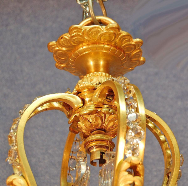 Important Chandelier In Gilt Bronze And Crystal 13 Lights