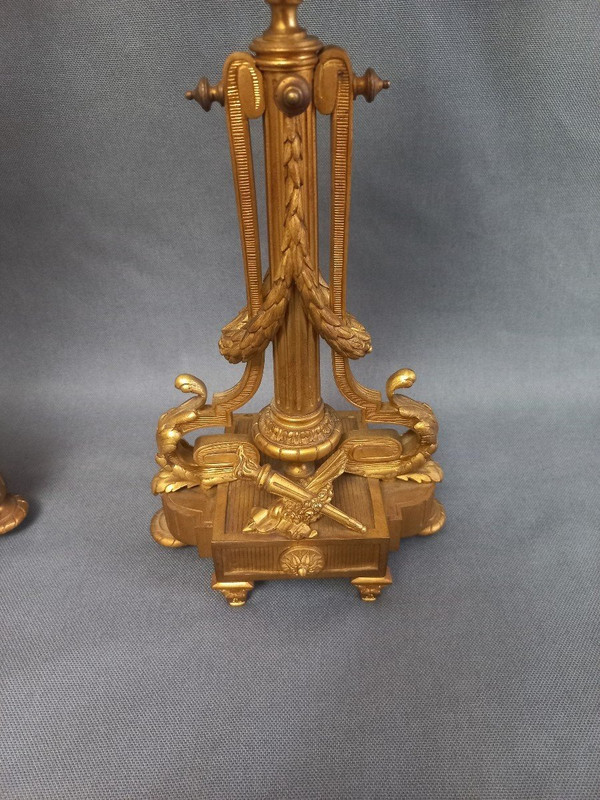 Pair Of Candelabra In Gilt And Chiseled Bronze 19th Century St Louis XVI