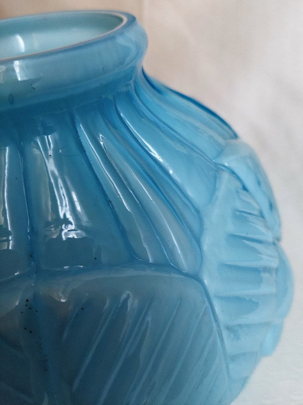 20th century art deco blue opaline vase