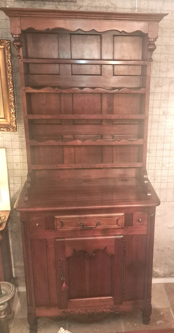 Buffet with two china cabinets in Louis XV style cherry wood, mid-20th century