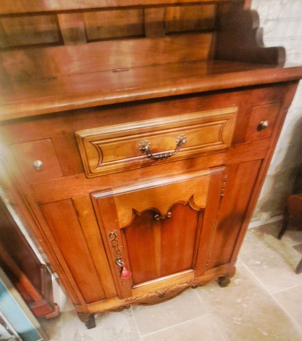 Buffet with two china cabinets in Louis XV style cherry wood, mid-20th century