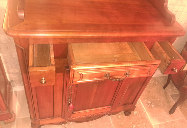 Buffet with two china cabinets in Louis XV style cherry wood, mid-20th century