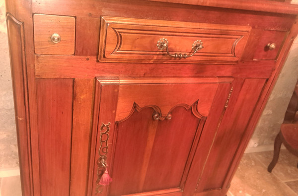 Buffet with two china cabinets in Louis XV style cherry wood, mid-20th century