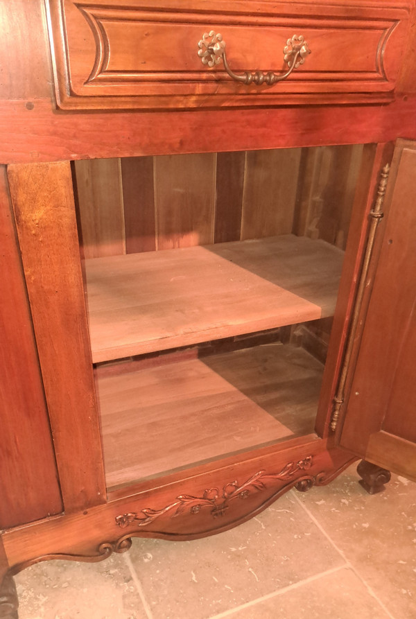 Buffet with two china cabinets in Louis XV style cherry wood, mid-20th century