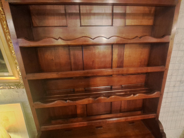 Buffet with two china cabinets in Louis XV style cherry wood, mid-20th century