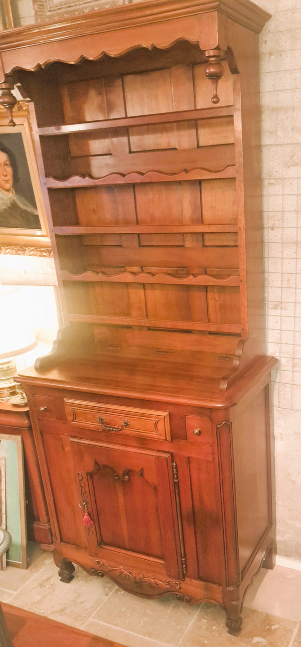 Buffet with two china cabinets in Louis XV style cherry wood, mid-20th century