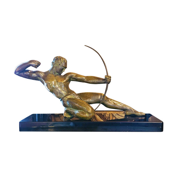 Salvator Riolo Art Deco Bogenschütze aus patinierter Bronze