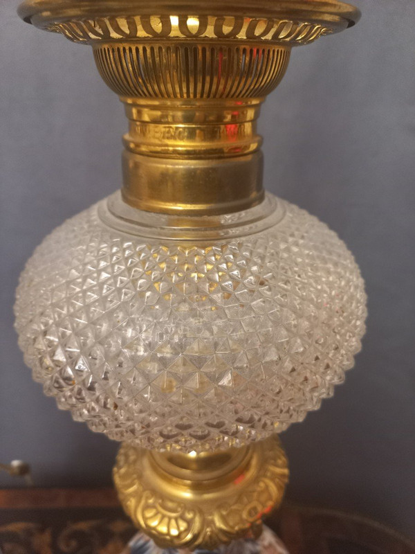 Important Pair Of Late 19th Century Porcelain And Gilt Bronze Lamps H80cm