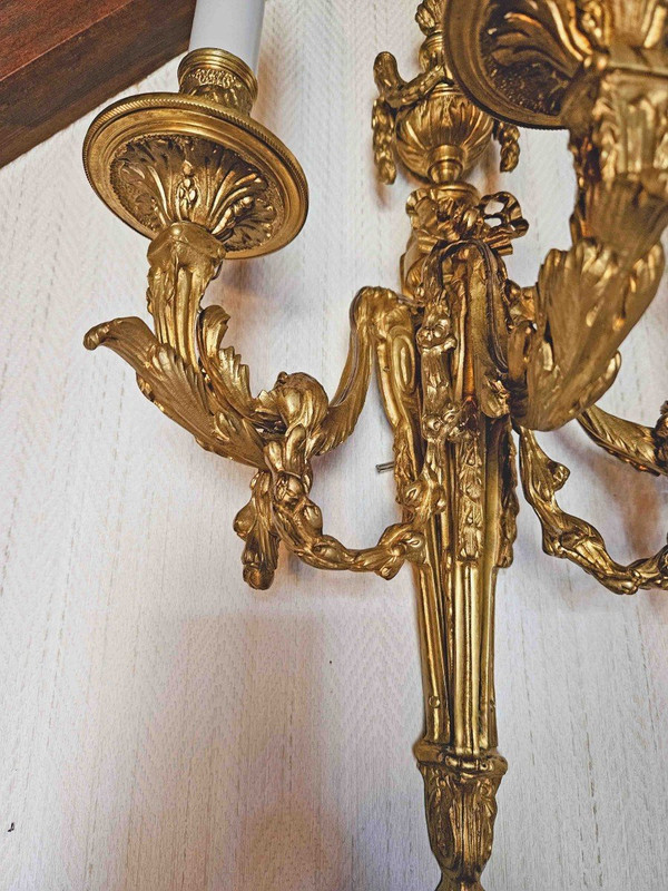 Gilded bronze wall lamp after Jean-charles Delafosse