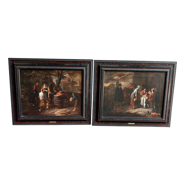 Pair Of Dutch Oil On Canvas Paintings After Dirck Theodor Helmbreker (1633-1696) 