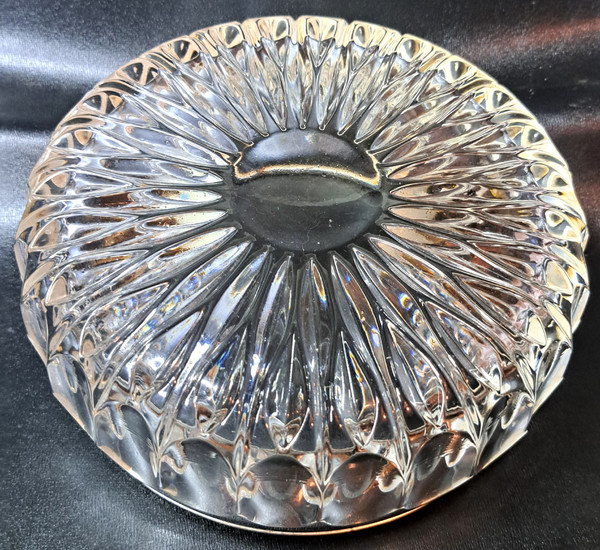 Paire de coupe en cristal taillé bague en métal argenté