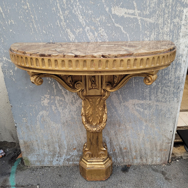 Console and mirror in gilded wood, Italy 18th century period