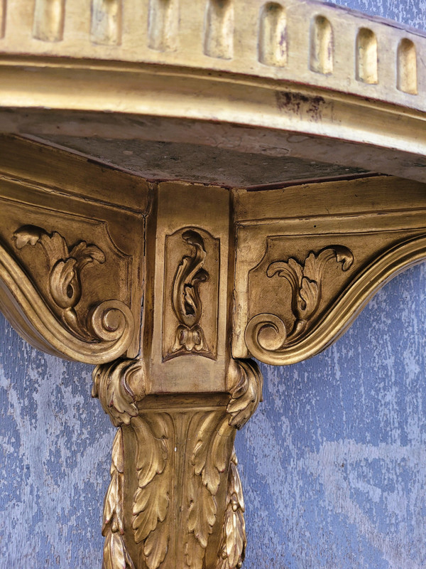 Console and mirror in gilded wood, Italy 18th century period