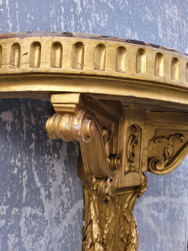 Console and mirror in gilded wood, Italy 18th century period