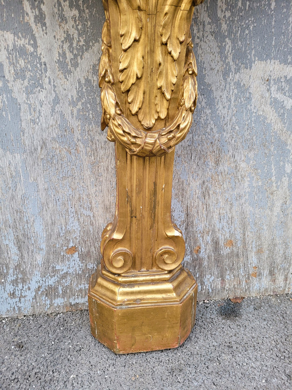 Console and mirror in gilded wood, Italy 18th century period